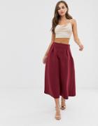 Asos Design Pleat Front Scuba Midi Skirt - Multi
