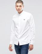 Fred Perry Oxford Shirt With Logo In White In Slim Fit - White