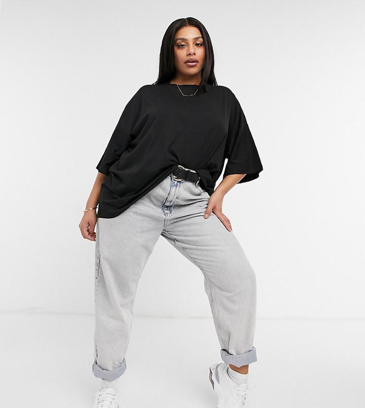 Missguided Plus Basic Oversized T-shirt In Black