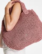Nali Raffia Shoulder Bag In Pink