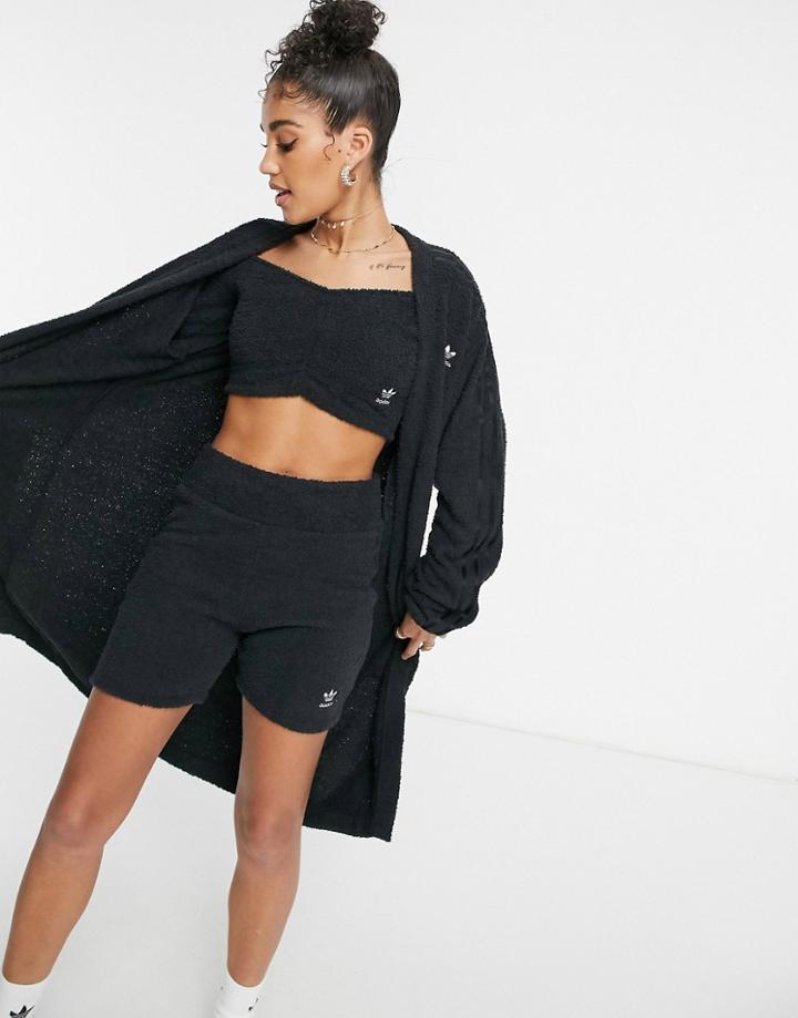 Adidas Originals 'relaxed Risqu ' Fluffy Knit Oversized Cardigan In Black