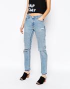 Cheap Monday Common Boyfriend Jeans With Rips - Blue