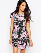 Pussycat London Smock Dress In Floral Print - Pink