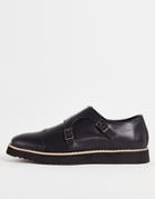 Truffle Collection Casual Monk Strap Shoes In High Shine Black