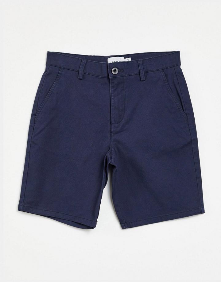 Topman Organic Cotton Blend Slim Chinos In Navy