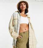 Missguided Oversized Shirt Dress In Spliced Yellow Check