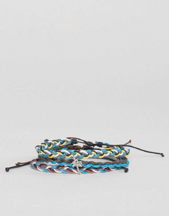 Classics 77 Palm Tree Wax Cord Bracelets In 3 Pack - Multi