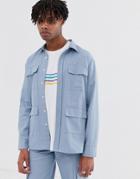 Sacred Hawk Two-piece Worker Jacket In Light Blue - Blue