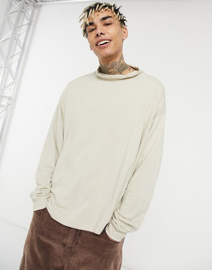 Asos Design Oversized Sweatshirt In Super Soft Viscose In Beige-neutral