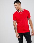 Only & Sons Short Sleeve Polo With Tipped Collar - Red