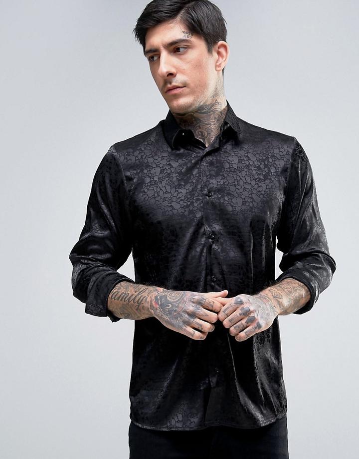 Rogues Of London Tonal Animal Shirt - Black