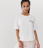 Asos Design Petite Mix & Match Stripe Pyjama Embroidered T-shirt In 100% Modal - Pink
