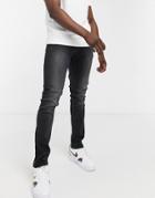 Guess Slim Tapered Jeans In Black Acid Wash