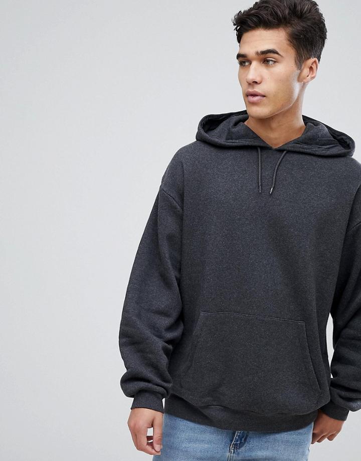 Asos Oversized Hoodie In Charcoal Marl - Gray