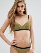 Asos Gold Metallic Picot Trim Underwired Bikini Top - Gold