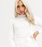 Asos Design Petite Rib Two-piece Sweater With Cross Back Detail-white
