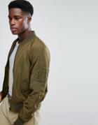 Stradivarius Bomber Jacket In Khaki - Green