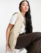 Only Marie Quilted Vest In Beige-neutral