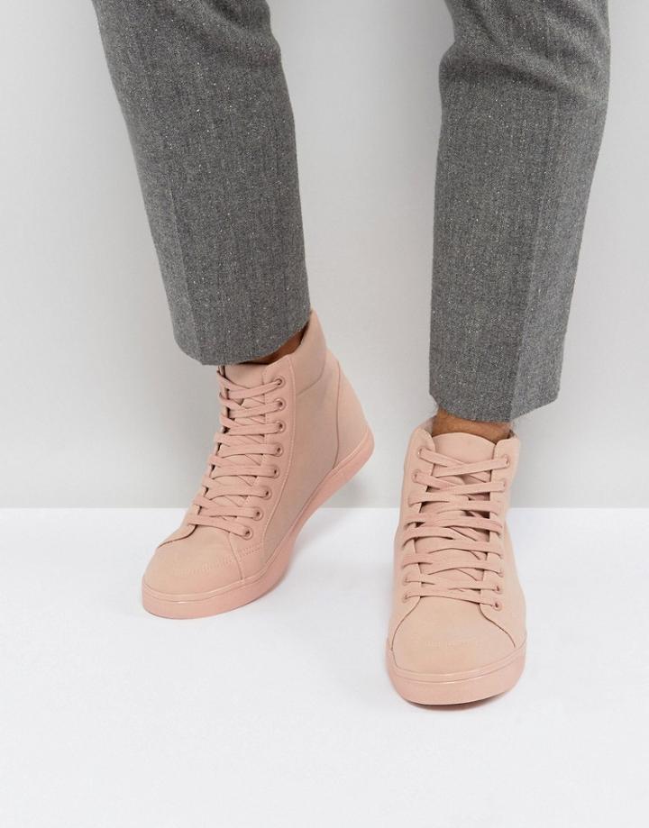 Asos High Top Sneakers In Block Pink - Pink