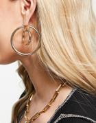 Asos Design Hoop Earrings With Circle In Gold Tone