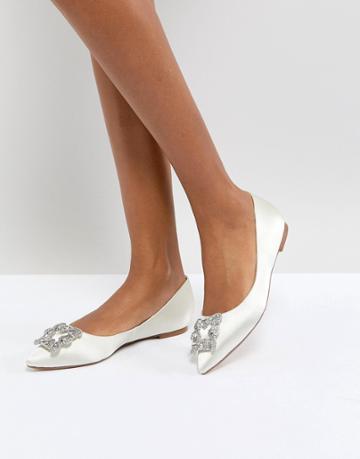 Dune London Bridal Briella Embellished Flat Shoes - Cream