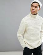 66o North Bylur Fishermans Roll Neck Sweater In Cream - Cream