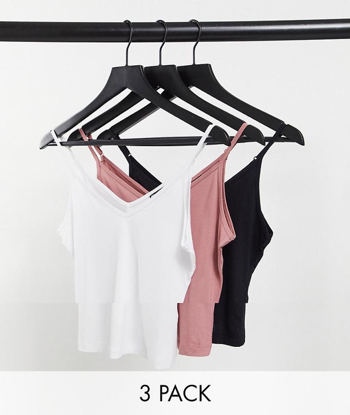 Asos Design Ultimate Cami With V-neck In 3 Pack-multi