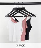 Asos Design Ultimate Cami With V-neck In 3 Pack-multi