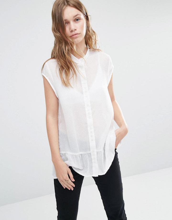 Gestuz Daisy Peplum Shirt - Cloud Dancer