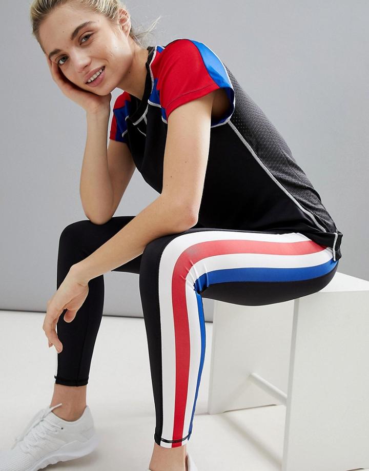 South Beach Color Block Multi Stripe Gym Leggings - Multi