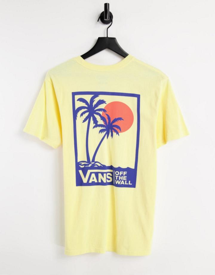 Vans Vintage Boxed Palms Back Print T-shirt In Yellow