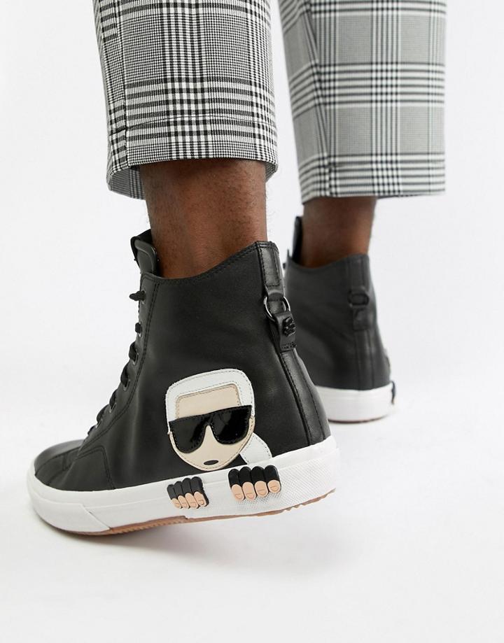 Karl Lagerfeld Kampus Hi Top Sneakers In Black - Black