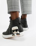Karl Lagerfeld Kampus Hi Top Sneakers In Black - Black