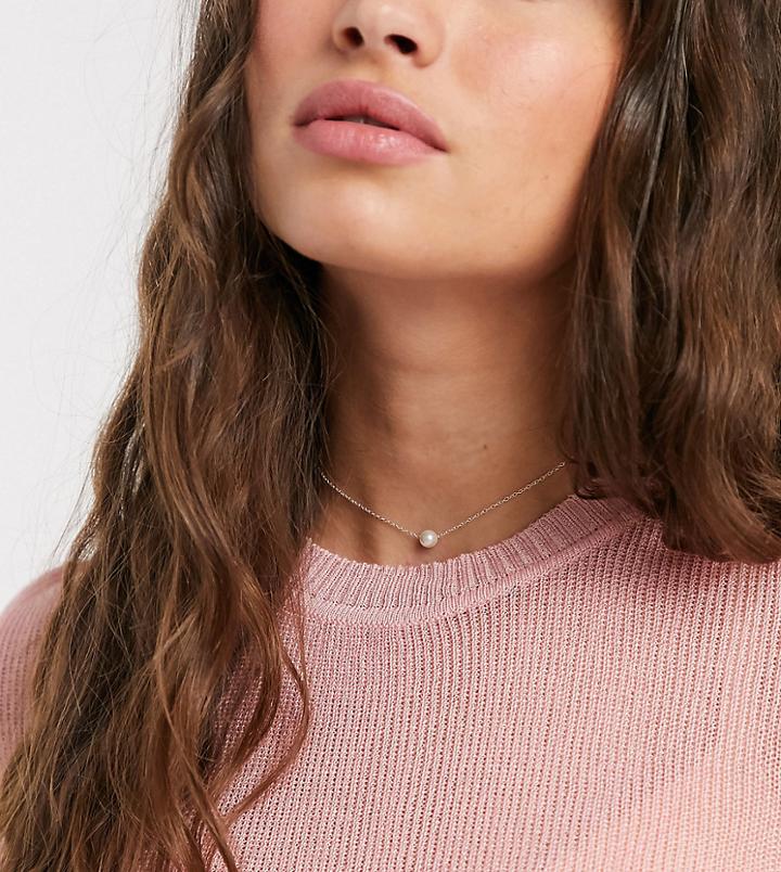 Kingsley Ryan Sterling Silver Choker Necklace With Pearl Pendant