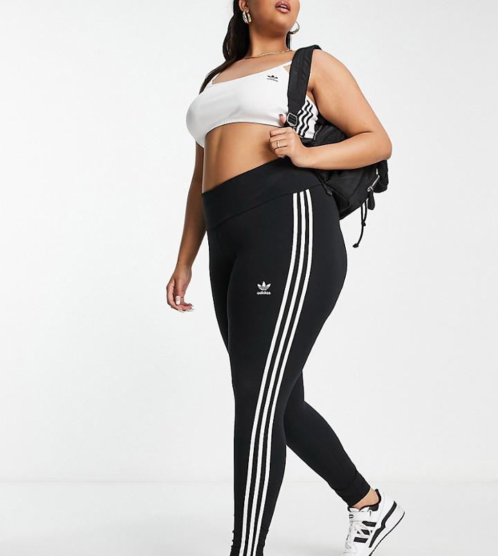 Adidas Originals Plus 3 Stripe Legging In Black