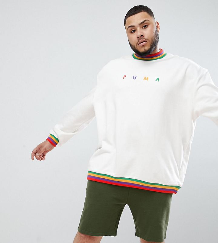 Puma Plus Organic Cotton Sweat With Small Logo In White Exclusive To Asos - White