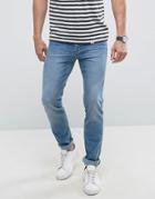Mango Man Slim Jeans In Light Wash Blue - Blue