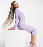 Band Of Stars Bandage One Sleeve Midi Dress In Lilac-purple