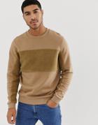 Asos Design Sweatshirt With Borg Panels-brown