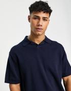 Selected Homme Revere Knitted Polo In Navy