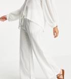 Asyou Wide Leg Linen Pant In White - Part Of A Set