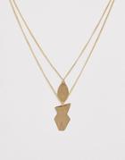 French Connection Abstract Face And Body Necklace-gold