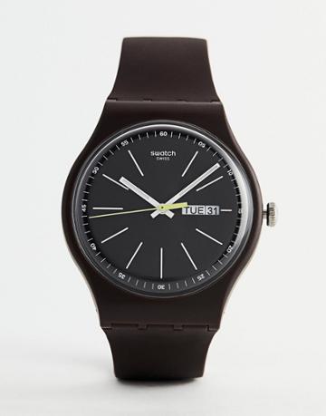 Swatch Suoc704 Blue Browny Watch In Brown - Brown