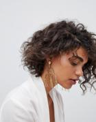 Asos Design Statement Asbtract Shape Chandelier Earrings - Gold