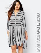 Asos Curve Shirt Dress In Stripe And Spot - Multi