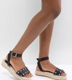 Asos Design Jake Studded Espadrille Sandals - Black