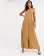 Pretty Lavish Wide Leg Jumpsuit In Stone - Stone