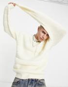 Devil's Advocate Deep Rib Heavy Weight Pocket Crew Neck Sweater In Cream-white