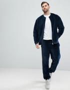 Asos Tracksuit Bomber/ Skinny Joggers In Navy Quilted Puffer Velour - Navy