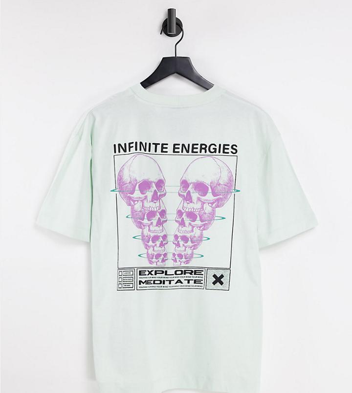Collusion T-shirt With Skull Print In Light Green